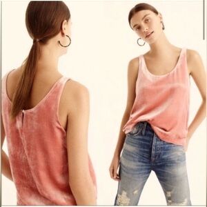 J. Crew Crushed Velvet Pink/coral Sleeveless silk blend‎ blouse Tank size XS